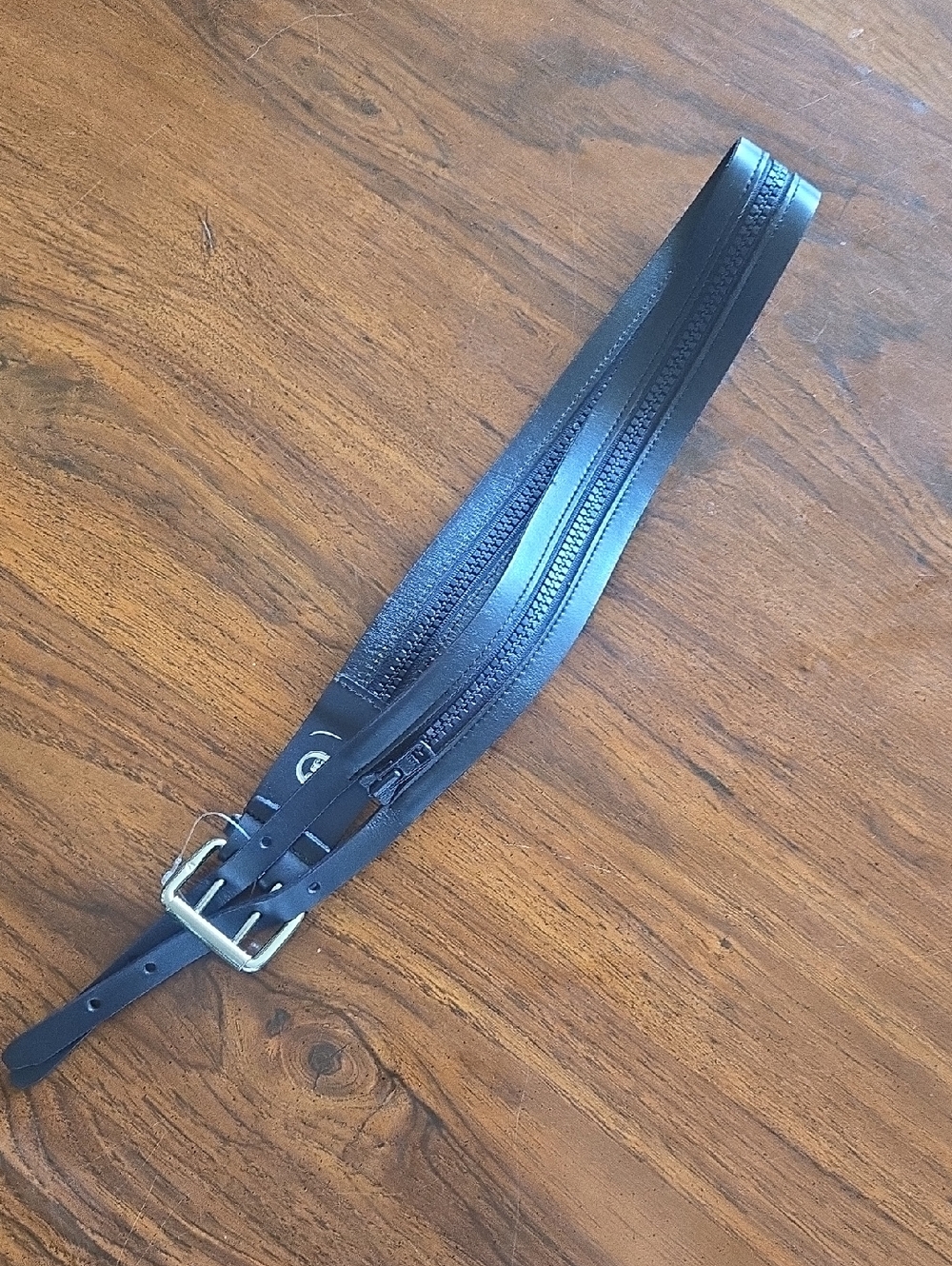 Alexander McQueen Navy Zipper Leather Zip-Trim Belt Y2K XL